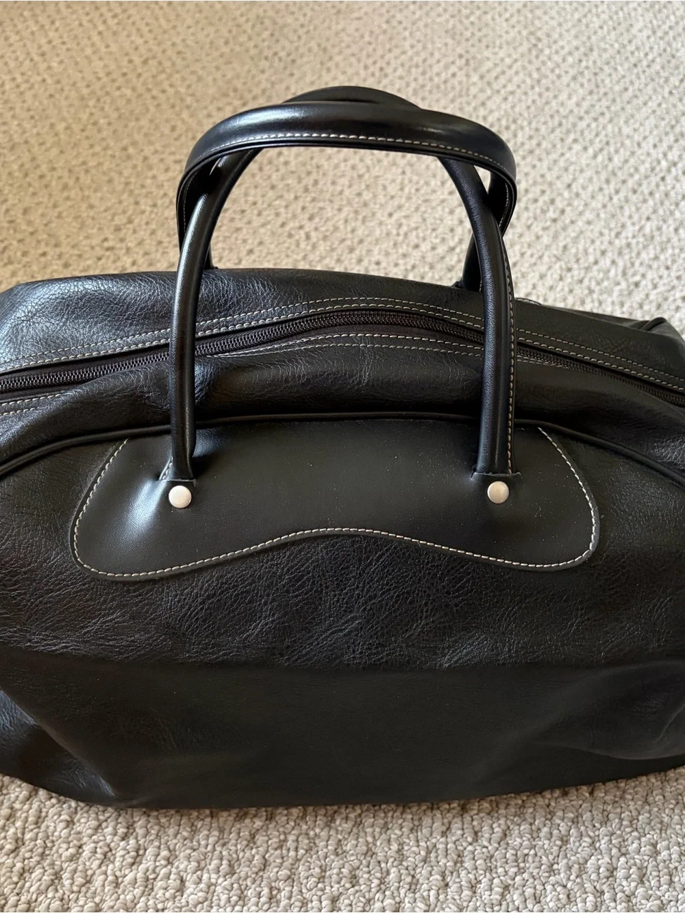 GAP Black Faux(?) Leather Duffel with Top Handles